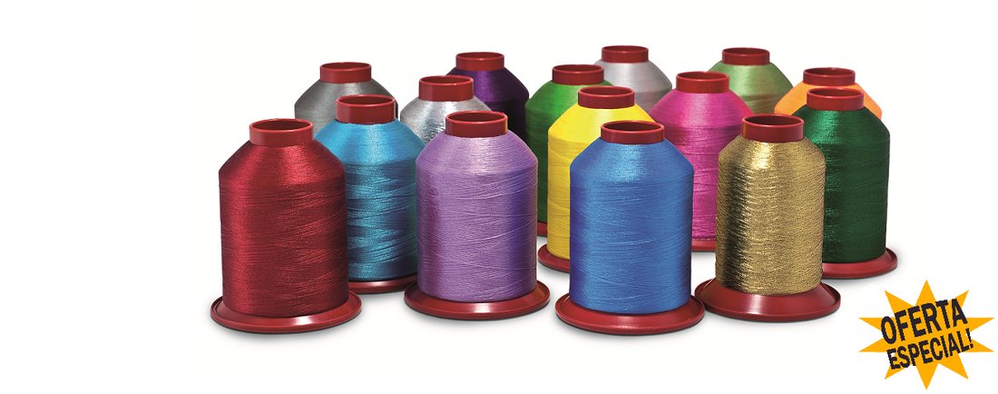 Conos de hilo de bordar de colores